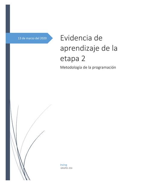 Evidencia Etapa Metodologia De La Programacion Uanl De Marzo Del