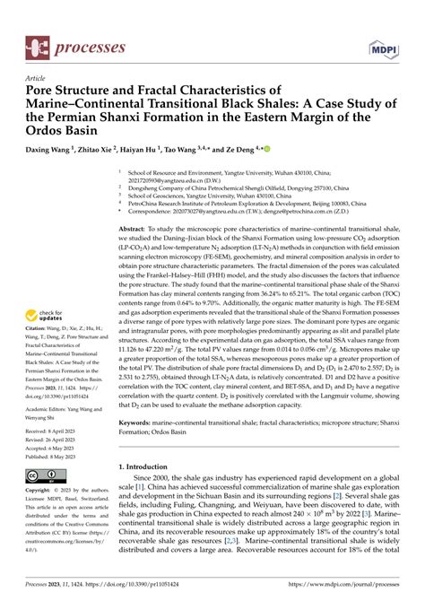 PDF Pore Structure And Fractal Characteristics Of MarineContinental