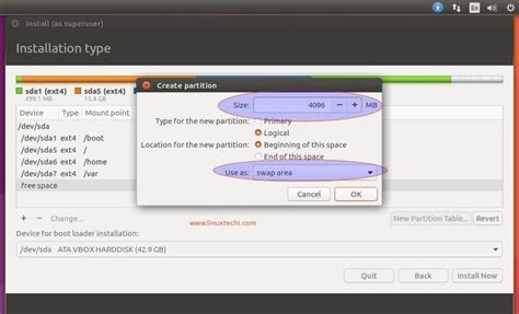 Swap Partition During Ubuntu 16 10 Installation