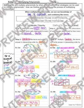 Multiplying Polynomials Guided Notes And Practice By Sweet As Pi