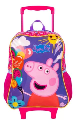 Mochila De Rodinha Escolar Infantil Feminina Peppa Sestini Cor Rosa