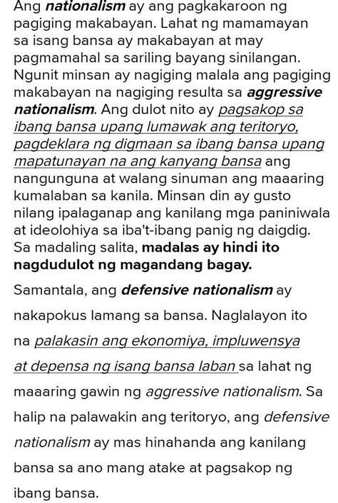 Isulat Ang Pag Kakaiba At Pag Kakatulad Ng Defensive Nationism At