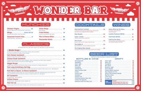 Menu – The Wonder Bar