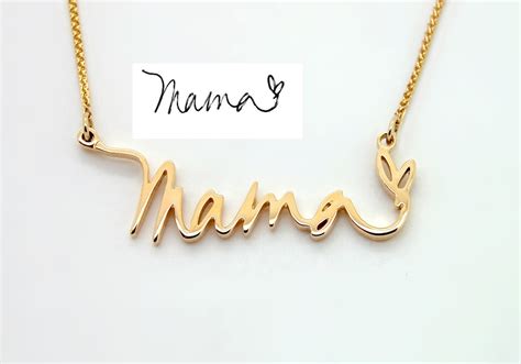 K Gold Mama Necklace Handwriting Necklace In Memory Of Mom Momma