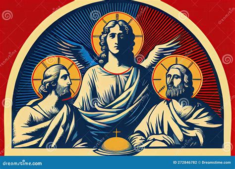 A Depiction Of The Holy Trinity In A Classic Simple Style Stock