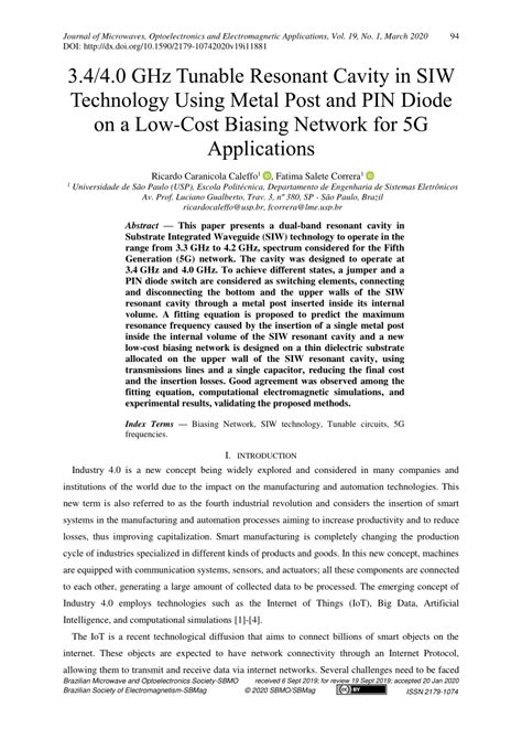 PDF 3 4 4 0 GHz Tunable Resonant Cavity In SIW Technology Using Metal