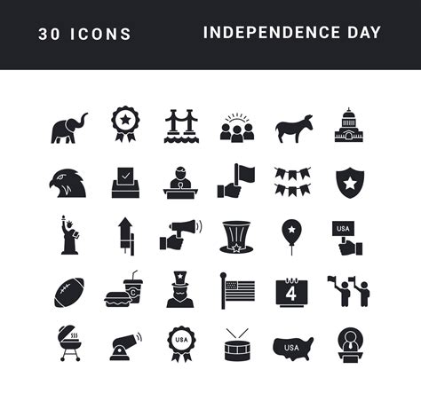 Set Of Simple Icons Of Independence Day 10561845 Vector Art At Vecteezy
