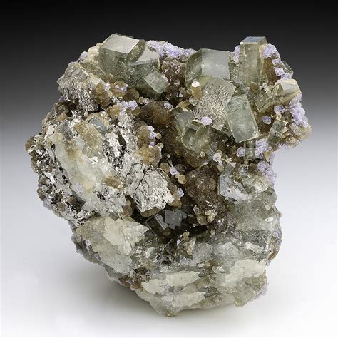 Fluorite With Fluorapatite Arsenopyrite Muscovite Minerals For Sale