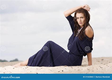 Brunette Posing In Violet Dress Stock Image Image Of Person Model