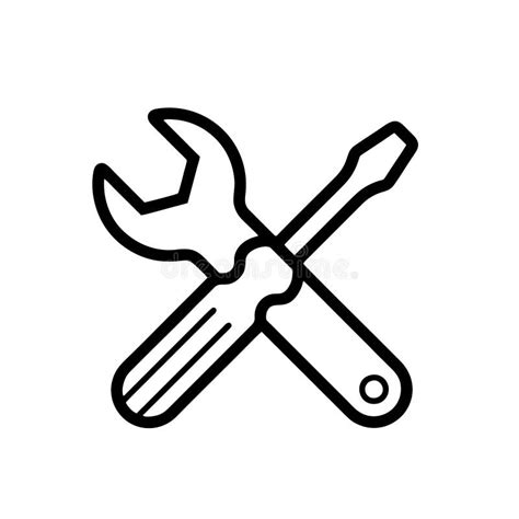 Screwdriver And Wrench Vector Icon Isolated On White Background From