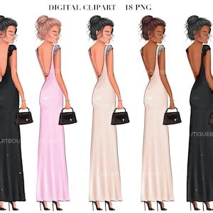 Evening Dress Clipart, Fashion Illustration, Fashion Girl Clipart ...