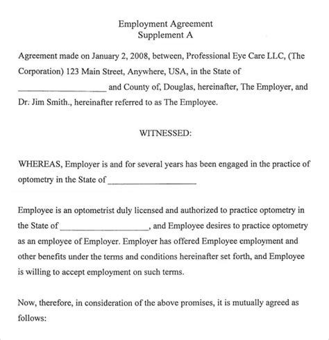 Employment Agreement California Template