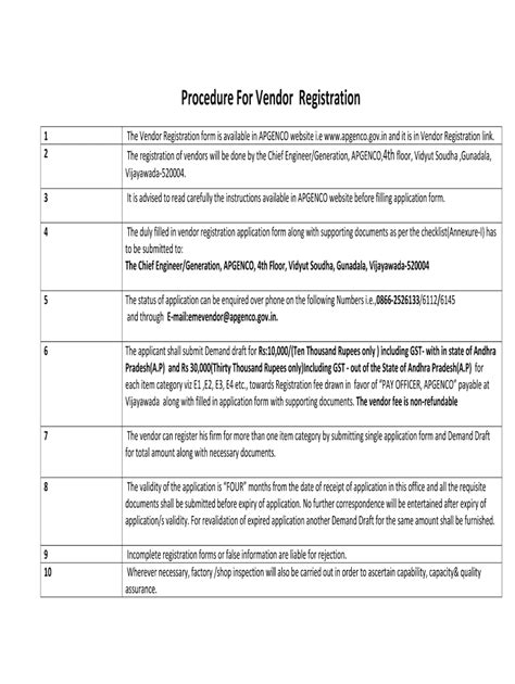 Apgenco Vendor Registration Fill Online Printable Fillable Blank