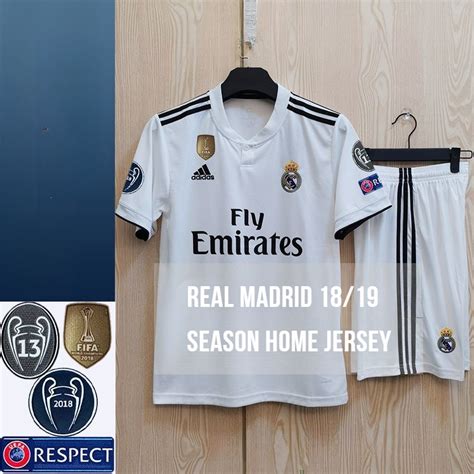 เสื้อกีฬาแขนสั้น ลายทีม Real Madrid 18 19 Season Fan Edition Shopee