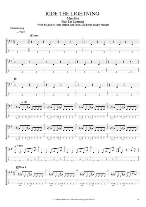 Ride The Lightning Tab By Metallica Guitar Pro Full Score Mysongbook