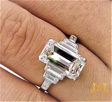 Emerald Cut Andtapered Baguette Cut Solitaire Engagement Ring 925 Sterling Silver Genuine Gemstone