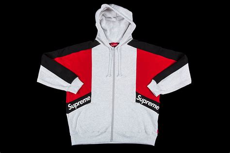 Supreme Hoodie Color Blocked Zip Up Hooded Sweatshirt Ss20 Ash