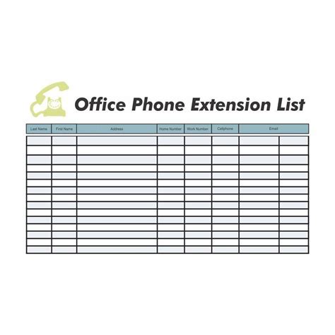 √ Printable Phone Extension List Template