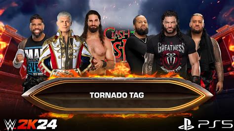 The Bloodline Vs Cody Rhodes Seth Rollins Jey Uso Tornado Tag Match