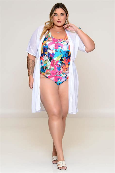 Saída de Praia Plus Size Curta Vk Moda Plus Size