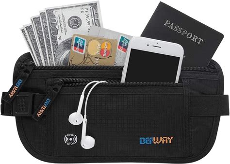 Defway Travel Money Belt Pouch Under Clothes Hidden Money Belt For Women Slim Rfid Blocking