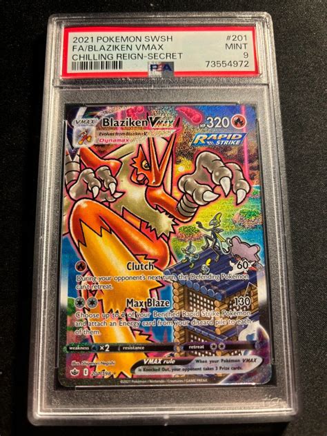 Blaziken Vmax Alternate Art Pokemon Chilling Reign Secret Rare Psa