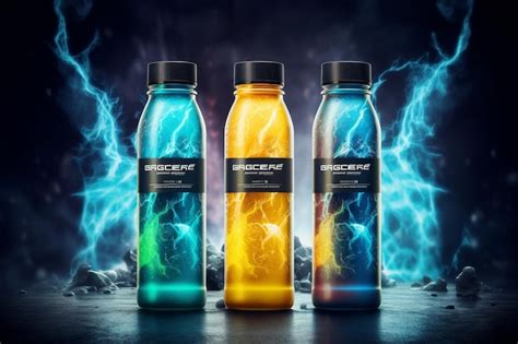 Electric blue energy drink with energy burst | Premium AI-generated image