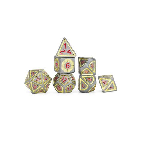 Iron With Gold Chrome Metal Dice Set 7 Stuks De Spellenhoorn