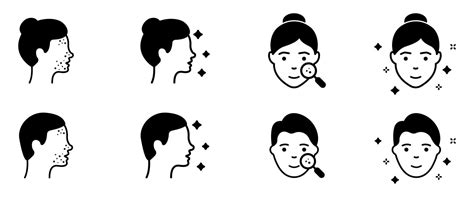 Woman And Man Faces Silhouette Icon Pimples On Face Blackhead Acne