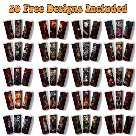 Horror 20oz Skinny Tumbler Png Straight And Tapered Halloween Etsy