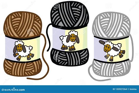 Cartoon Sheep on the Woolly Thread Balls Stock Vector - Illustration of ...