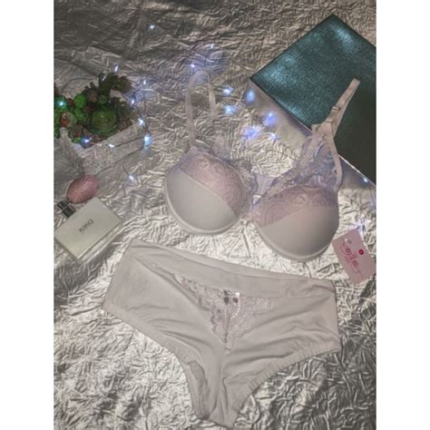 Conjunto Lingerie Branco Renda Shopee Brasil