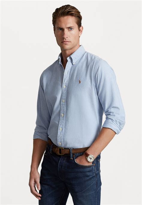 Polo Ralph Lauren Slim Fit Oxford Shirt Hemd Blue Blau Zalando At