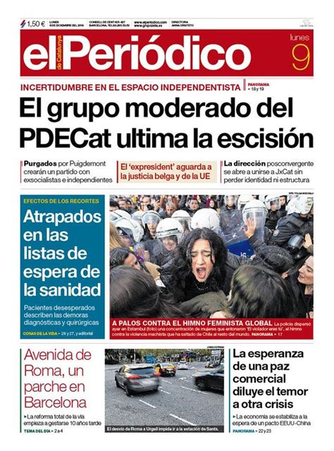 La Portada De El PeriÓdico Del 9 De Diciembre Del 2019