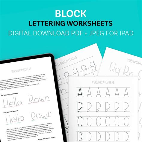 Block Lettering Worksheets - Etsy