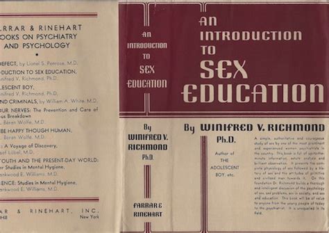 An Introduction To Sex Education Dust Jacket Only No Book By Winifred V Richmond Good