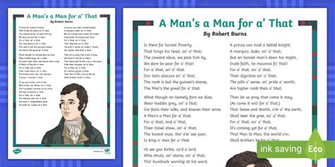 A Mans A Man For A That Robert Burns Poem Twinkl