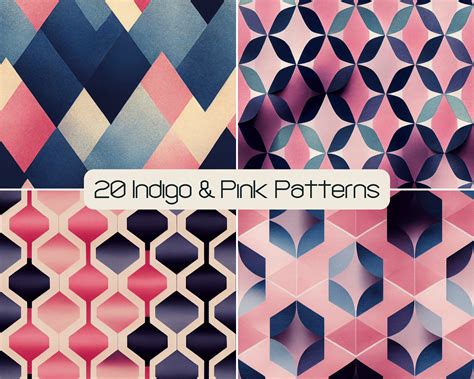 20 Indigo & Pink Wallpaper Patterns, Printable Scrapbook Paper Pack ...