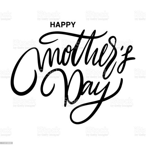 Happy Mothers Day Hand Drawn Vector Lettering Isolated On White