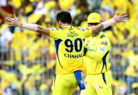 Chennai CSK S Bowler Deepak Chahar Celebrates The Dismissal Of MI S