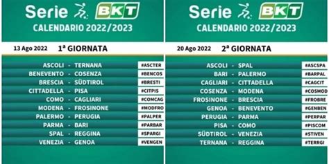 Calendario Serie B Tutte Le Partite Giornata Per Giornata