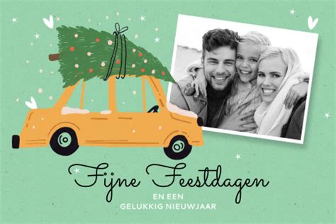 Kerstkaart Met Sprankelende Kerstboom En Eigen Foto