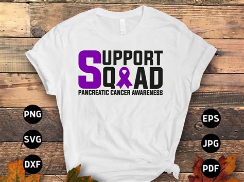 Pancreatic Cancer Awareness Svg Png Support Squad Svg Purple Ribbon