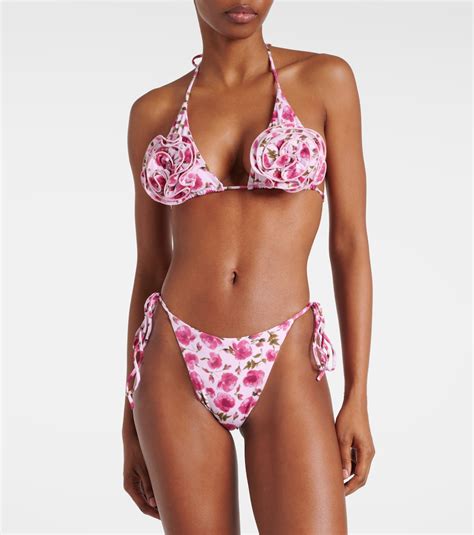 Floral Appliqu Triangle Bikini Top In Pink Magda Butrym Mytheresa