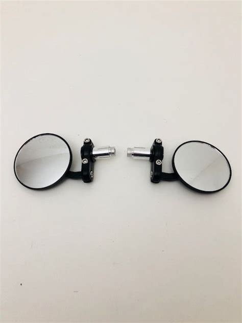 Coppia Specchietti Bar End Da Manubrio Mirrors Bar End Cafe Racer Neri