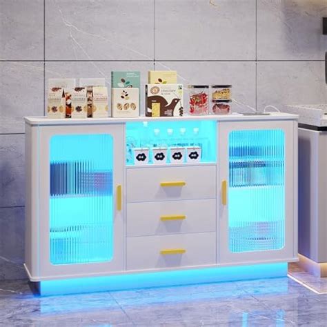 Lvsomt Sideboard Buffet Storage Cabinet With Led Lights