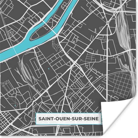 Poster Frankrijk Plattegrond Kaart Stadskaart Saint Ouen Sur