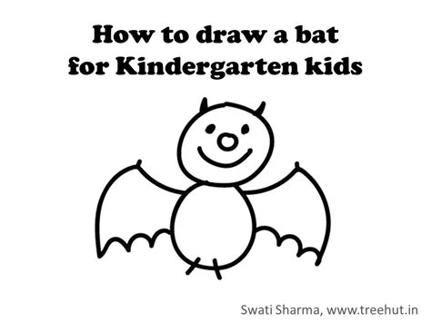 Kindergarten kids learn to draw a Halloween bat, Video instructions