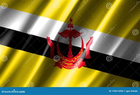 3d Rendering Of The Waving Flag Brunei Stock Illustration