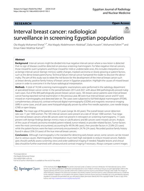 Pdf Interval Breast Cancer Radiological Surveillance In Screening